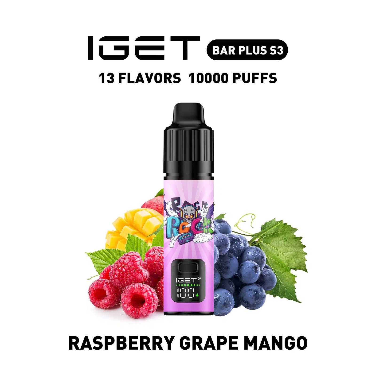Iget Bar Plus S3 10000Puffs Kit-Raspberry Grape Mango