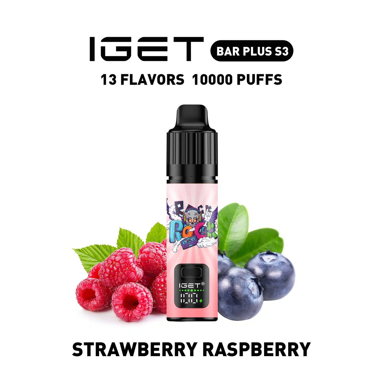 Iget Bar Plus S3 10000Puffs Kit-Strawberry Raspberry